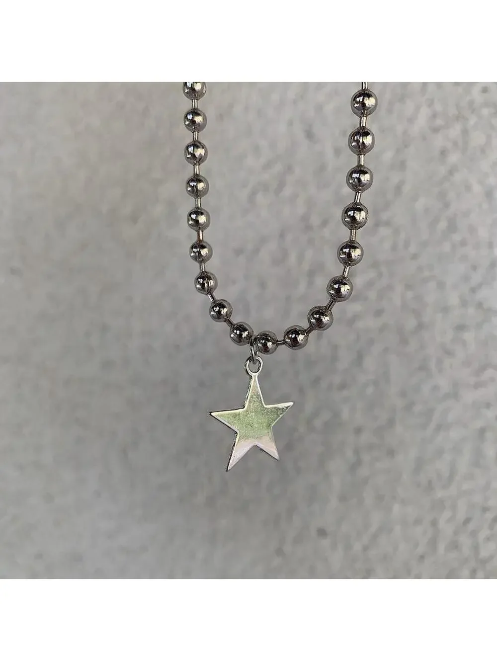 Steel Star Pendant y2k Cyber style choker necklace. Men’s women’s unisex. 17.5
